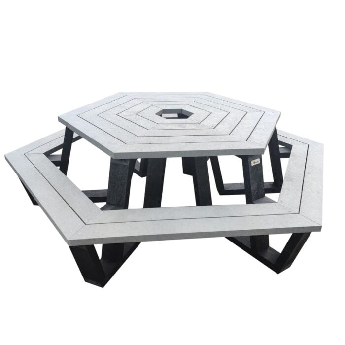 Picknicktafel rond grijs