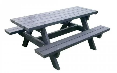 zwarte picknicktafel